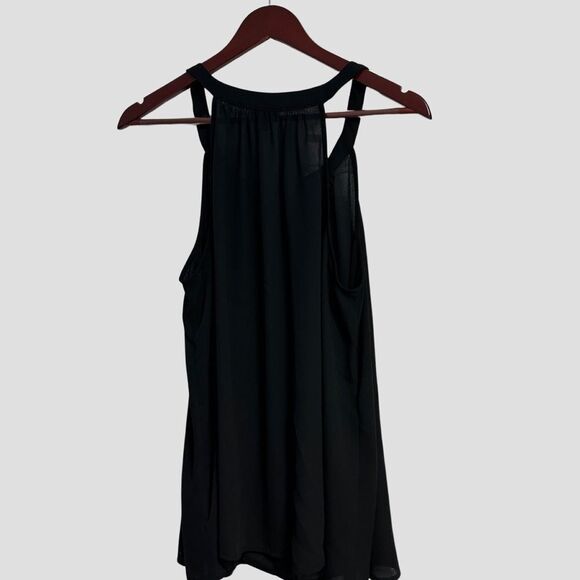 Torrid Womens Tank Size L Black Button Up Tie Keyhole Sheer Neutral Capsule - Picture 4 of 11